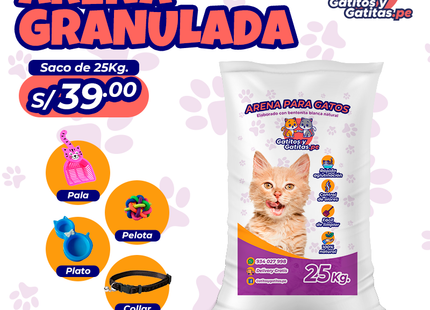 Arena para gatos granulada