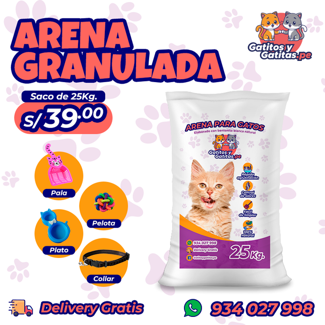Arena para gatos granulada