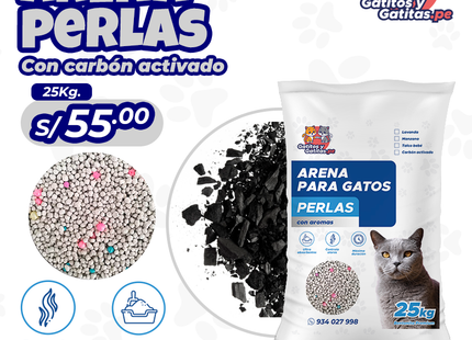 Arena para gatos perlas - Carbón activado
