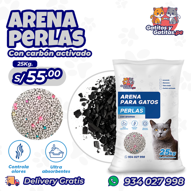 Arena para gatos perlas - Carbón activado