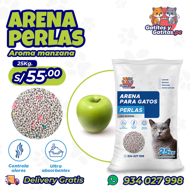Arena para gatos perlas - Manzana